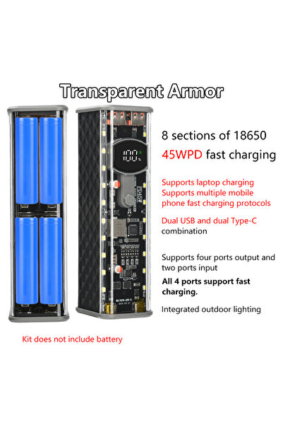 Choice PD45W Black PD65W 45W Super Fast Charging DIY Power Bank Case Weld-Fre...