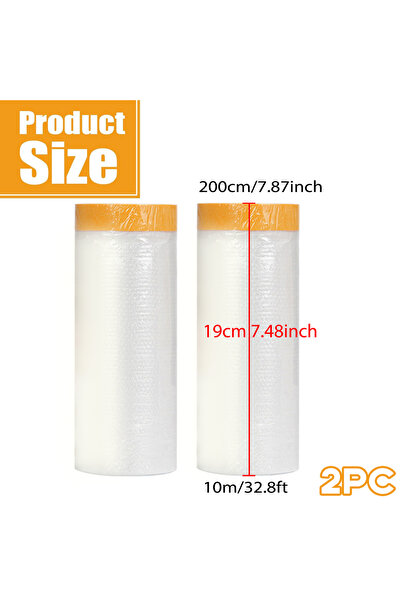 Choice7 200cmx10mx2pc Protective Pre-Taped Masking Film, Plastic Sheeting for...
