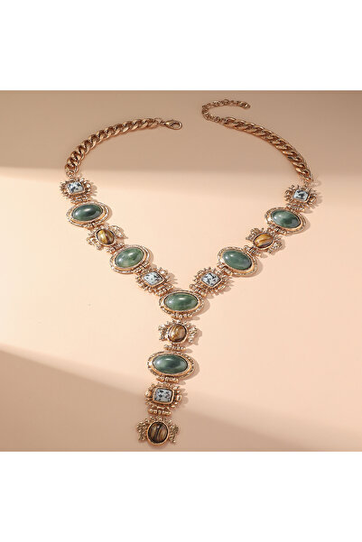Choice Gold Color Vintage Chunky Geometric Resin Necklace for Women Irregular...