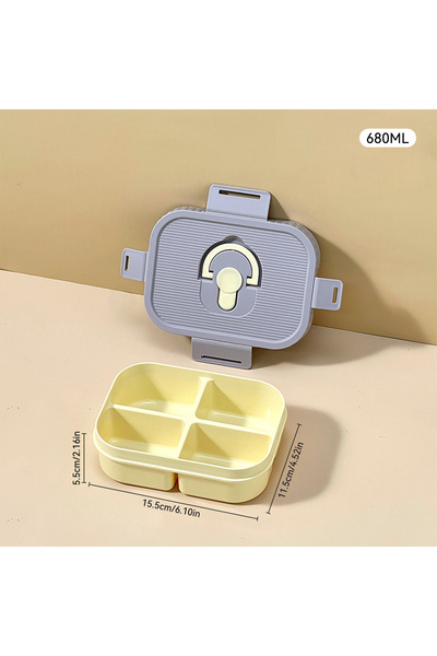 WORTHBUY Purple 4 Grids 680ml Portable Plastic Lunch Box With Compartment Mic...