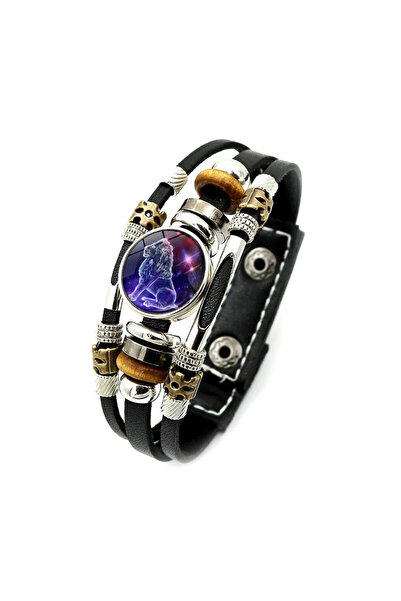 Choice Leo 12 Constellation Leather Bracelet Zodiac Sign Glass Snap Button Br...