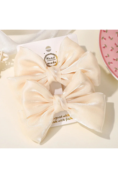 Choice4 FJ4708-2A-20 2Pcs/lot Big Bows Chiffon Hair Clips Cheer Bowknot Hairp...