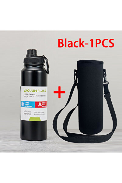 Choice20 1000ML Black With Cup Bag 600/800/1000ML Thermos Bottle Stainless St...