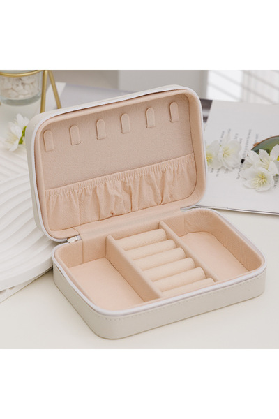 Choice3 16x11x5cm white Fashion Women Portable Travel Jewelry Box PU Leather ...