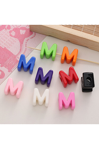 Choice9 10Pcs M 10pcs Colorful Acrylic Letter Beads, Large Hole Solid Color L...