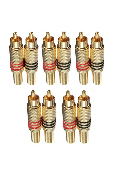Choice 10pcs 4/10Pcs Gold RCA Phono Male Plug Solder Audio Video Cable Adapte...