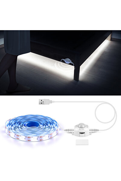 Choice 1m White Wireless PIR Motion Sensor 5V USB LED Strip Light Flexible LE...