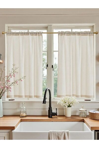 Choice 66x90cm linen 2PCS Linen Kitchen Curtains 30 Inch Tier Curtains Farmho...