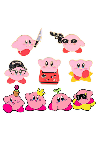 choice2 Bandai 9pcs 4/5/9Pcs Funny Game Kirby Pink Enamel Pins Cute Metal Mag...