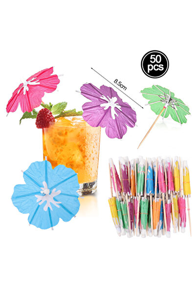 Choice7 A-50PCS Hawaiian Paper Umbrella Cocktail Picks For Summer Tropical Bi...
