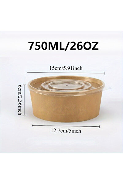 Choice1 15PCS 750ML-26OZ 15/30PCS Kraft Paper Bowls Disposable Bowls with Lid...