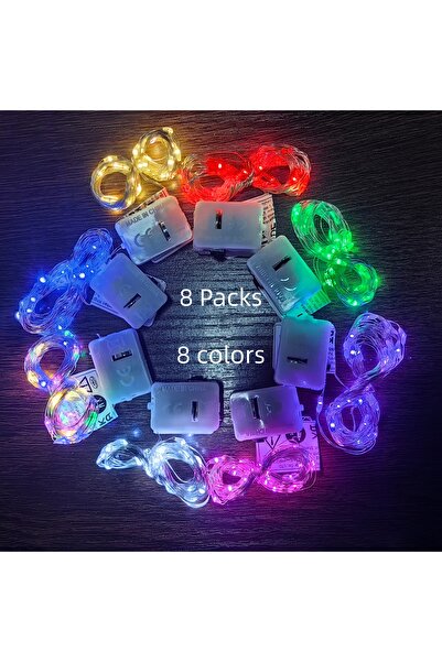choice2 8 ألوان، 100 سم، 8 قطع، 10 عبوات، سلسلة إضاءة LED بطول متر واحد، ألوا...
