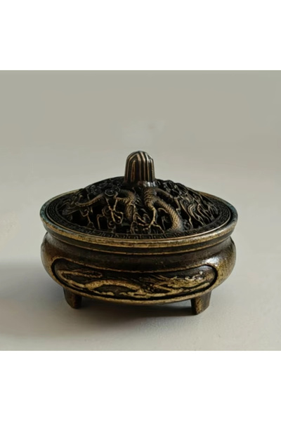 Choice1 Copper Antique Brass Pocket Incense Burner Mini Hollow Incense Orname...