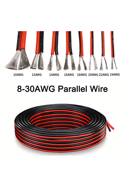Choice23 5m 18 AWG 2 Pin Parallel Wire Red Black 8-10-12-14-16-18-20-22-24-26...