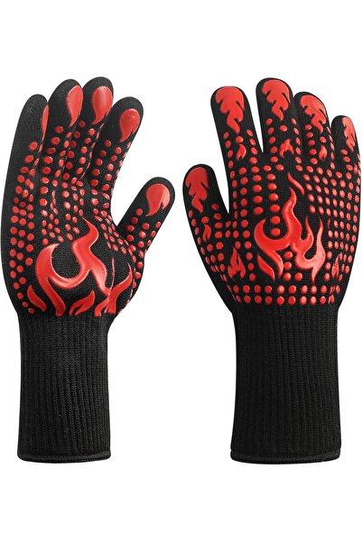 Choice1 red 2pcs Universal Anti-Slip Heat-Resistant Barbecue Oven Gloves Fire...