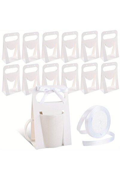 Choice 10.8X6X18Cm White 12Pack Mug Boxes with 1 Roll Ribbon for Gifts, 11-12...