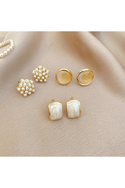 Choice 6 pcs set 5 6/10/12 Pcs Simulated Pearl Round Square Stud Earrings Sma...
