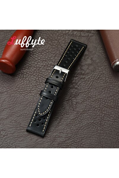 Choice3 20mm Black Genuine Leather Strap Men Women Cowhide Watchband 20mm 22m...