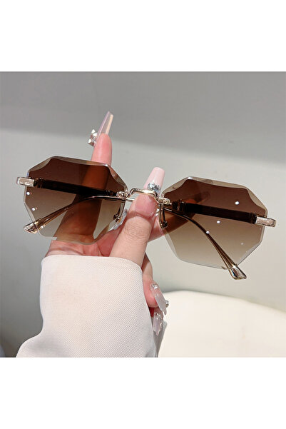 Choice3 as picture shows g-gradient tea KAMMPT Rimless Polygon Sunglasses Men...