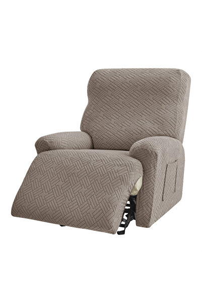 Choice3 Khaki cover 4pcs/set Split Recliner Chair Cover Jacquard Elastic Recl...