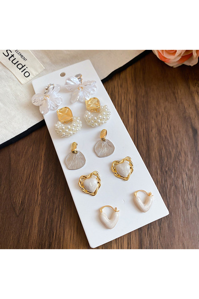 Choice 10 pcs set 1 6/10/12 Pcs Simulated Pearl Round Square Stud Earrings Sm...
