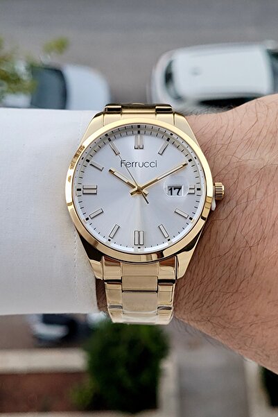 Ferrucci Gold Color 2 Year Warranty 40 mm Men's Wristwatch with Calendar