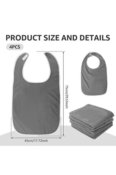 Choice 4 gray 4Pcs Adult Bibs Polyester Dining Clothing Protectors Adjustable...