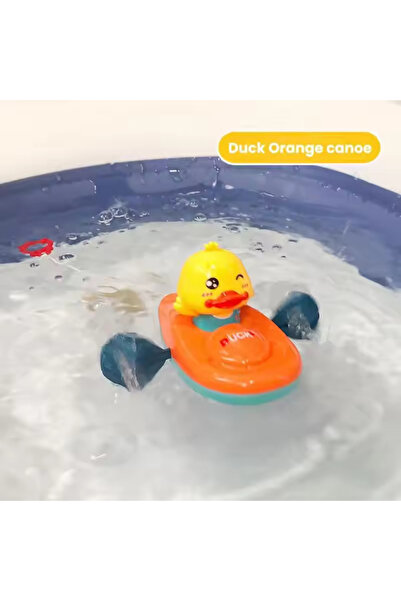 Choice Orange 1pcs- Little Yellow Duck Bath Toy Automatic Rowing Kayak, BPA-F...