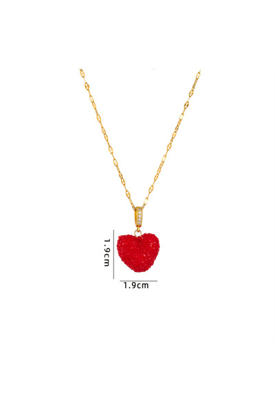Choice3 Red ZAKOL Romantic Copper Candy Colorful Heart Pendant Necklace Stain...