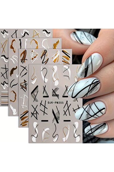 Choice6 Dark Grey Spring and summer gradient ink flower nail stickers, used f...