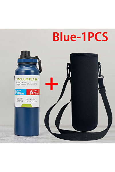 Choice19 1000ML Blue With Cup Bag 600/800/1000ML Thermos Bottle Stainless Ste...