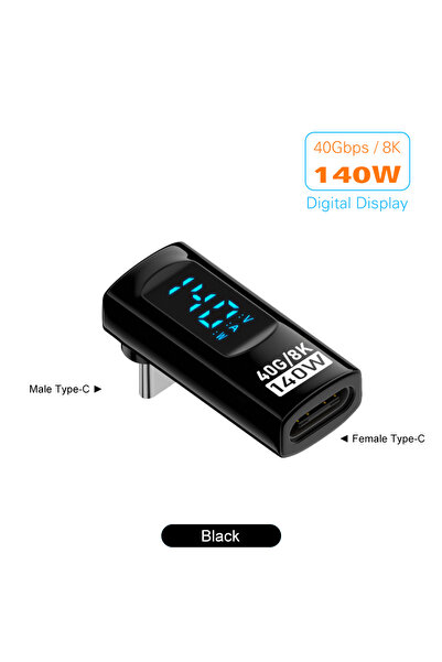 Choice L2 Black 140W 90 Degree USB C Adapter Right Angle U Shape USB4 Type C ...