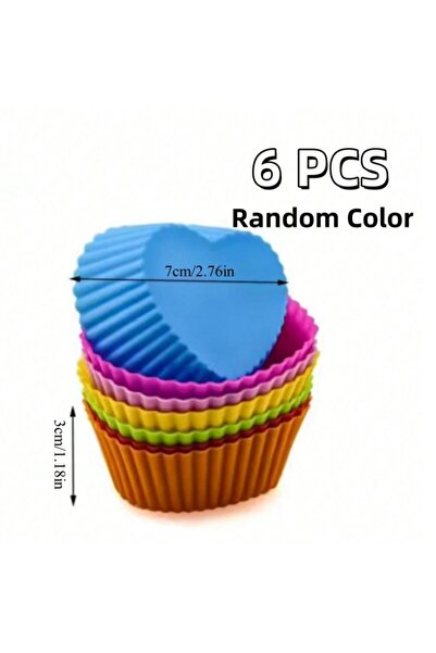 Choice5 6PCS-Heart 6/12pcs Silicone Cupcake Liners Reusable Baking Cups Nonst...