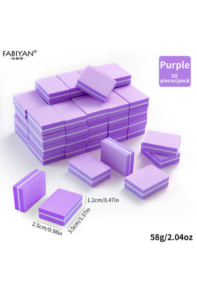 Choice purple 50Pcs/pack Mini Sponge Nail Buffer Block Double Sided Texture N...