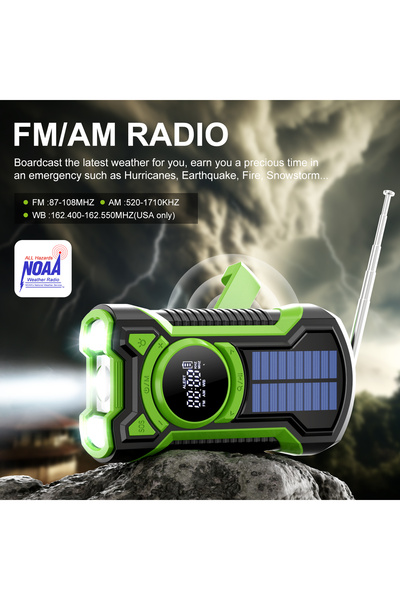 Choice green Emergency Radio Hand Crank Solar 5000mAh, IP65 Waterproof Dustpr...