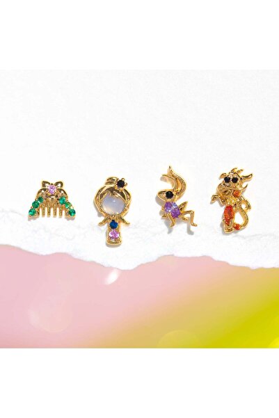 Choice style 12 gold New ins Cute Cartoon Princess Earrings Set For Women Gir...