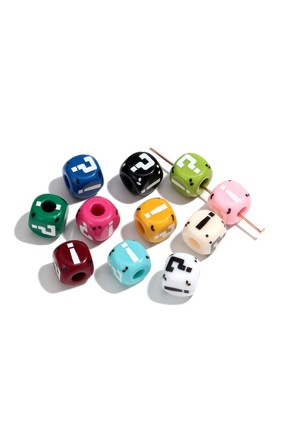Choice 11mm-10pcs random mixed 10pcs/lot Acrylic Square Colorful Spacer Quest...