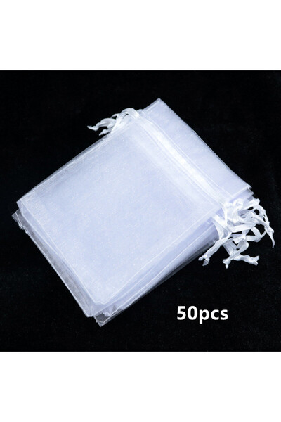 Choice 50pcs-9x12cm white 50Pcs 7x9cm/9x12cm/11x16cm White Organza Bags Jewel...