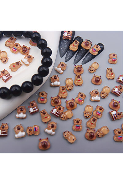 DUTRIEUX 200 قطعة مزيج من زينة الأظافر على شكل حيوان الكابيبارا الكرتوني اللط...