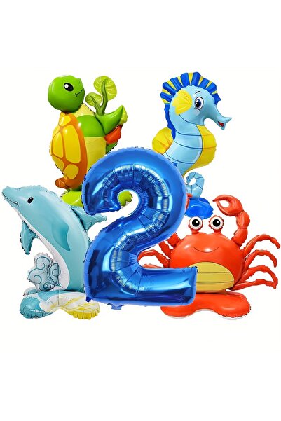 Choice Other Number-2 5pcs Cute Sea Animal Theme Balloons Crab Seahorse Dolph...