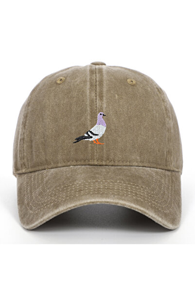 Choice6 Khaki Baseball cap suitable for all seasons, pigeon embroidery patter...