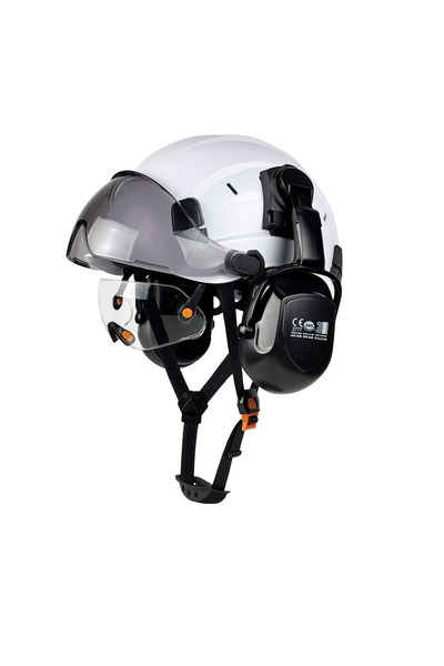Choice White A Set CE Safety Helmet With Built-In Goggles Earmuffs Hard Hat W...