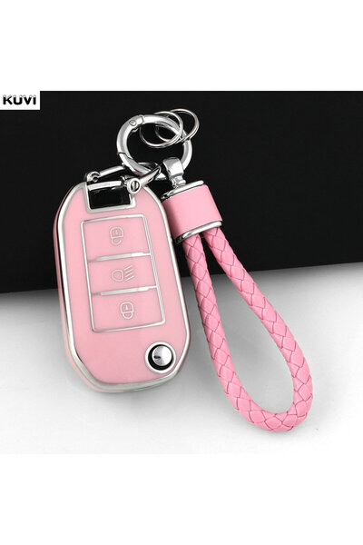 Choice6 B Pink Set NEW TPU Car Flip Key Case Cover Shell Fob For Peugeot 208 ...