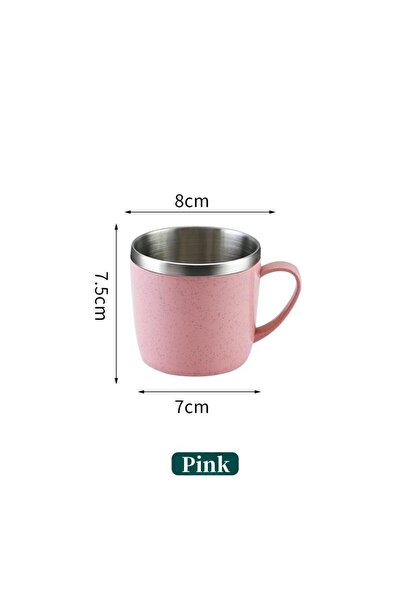 Choice 220ml Pink Double Layer Anti-scalding Stainless Steel Cups Plastic Han...