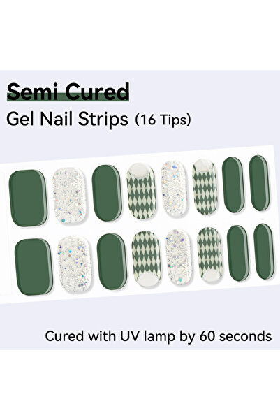 Choice NF240131 16Tips Semi-Cured Gel Nail Sticker Pure Color UV/LED Lamp Gel...
