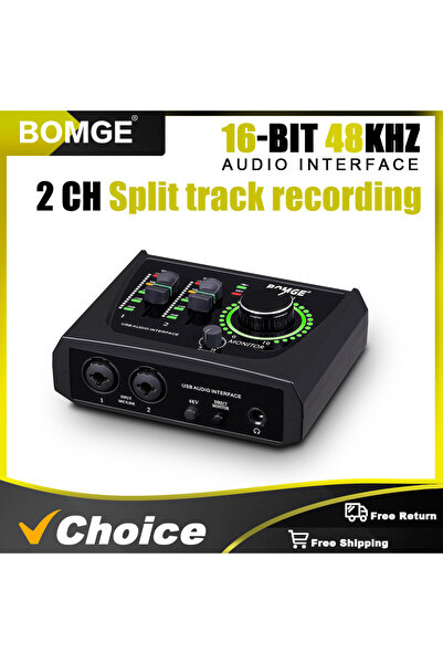 Choice بطاقة صوت BOMGE Mini بقناتين USB للتسجيل والبث والبودكاست مع XLR/4