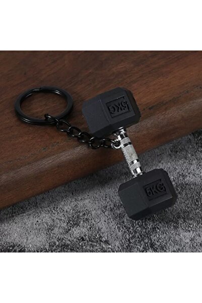 choice2 Black Unique Fitness Mini Dumbbell Keychain Unisex Backpack Key Penda...