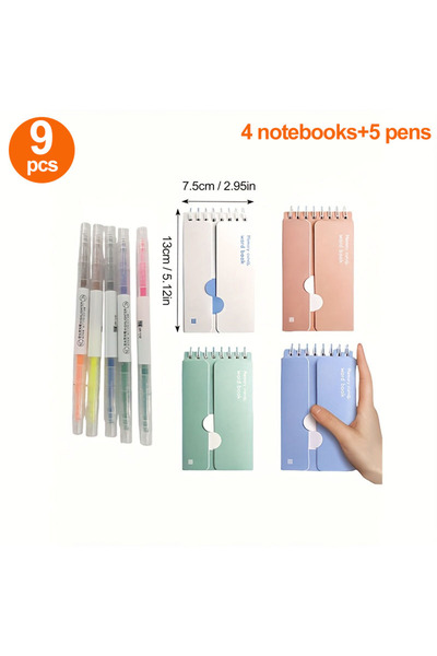 Choice Color Mixing 4 Word Memorization Notebooks and 5 Highlighters, 88 Page...