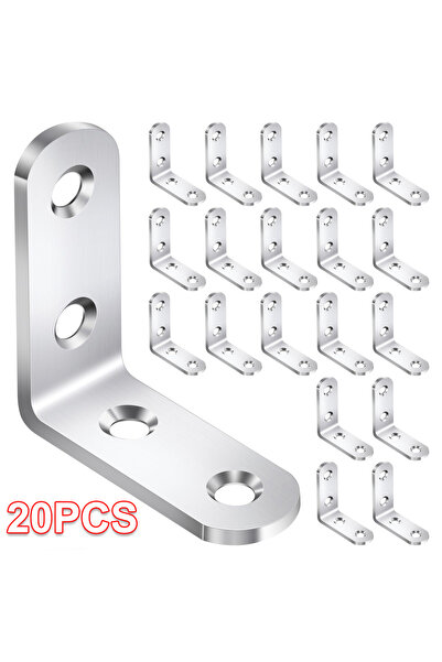 choice2 40mm 20PC 20PCS L Brackets Stainless Steel Corner Braces with Screws,...
