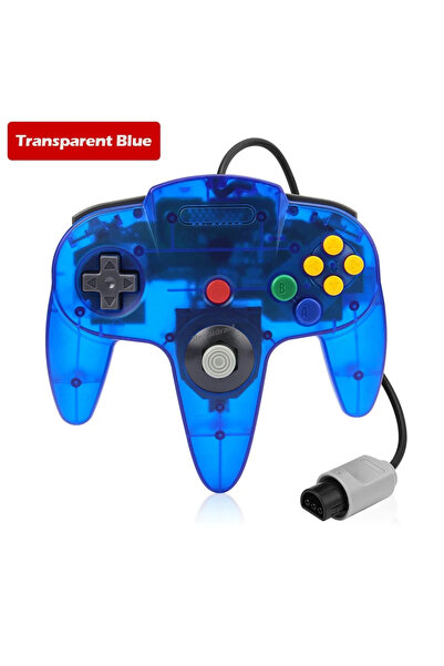 Choice5 Transparent Blue NEW 8 Colors Wired Gamepad For N64 Console Joypad Co...
